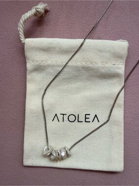 Atolea Silver Isle Necklace with Cream Baroque Pearls
